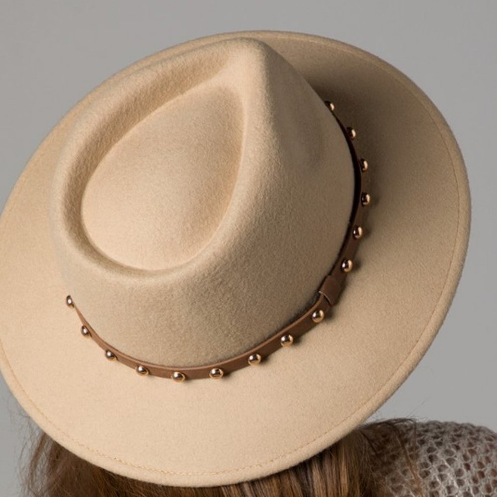Wool Gold Studded Fedora
